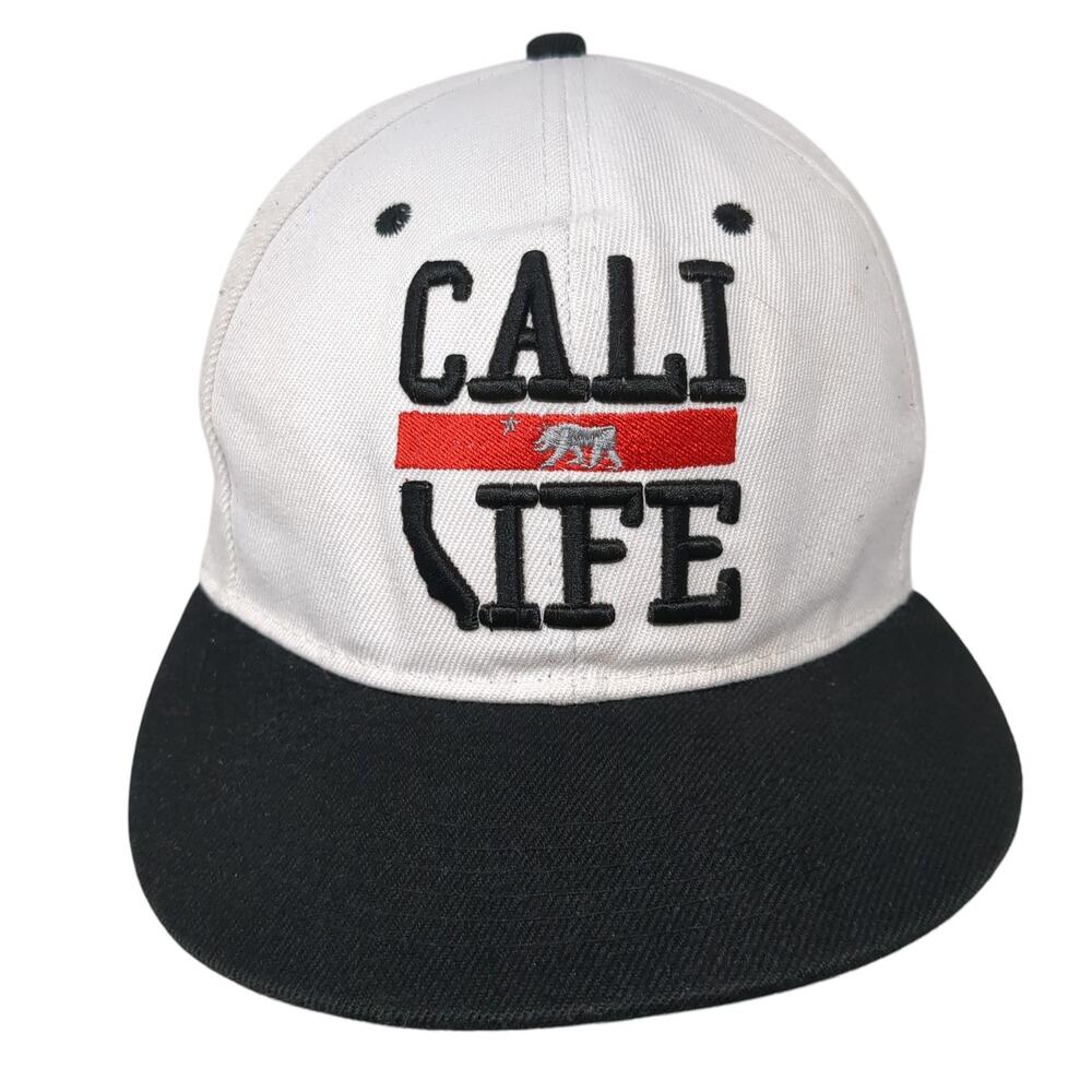 Cali Life Snapback Hat White One Size Embroidered Colorblock 6 Panel